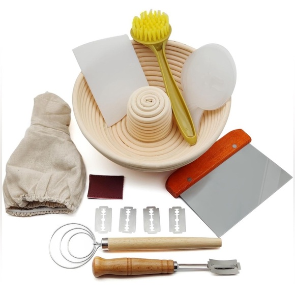 Top Hat Style Banneton Sourdough Starter Bread Basket Set W/ Stencils - Picture 1 of 12